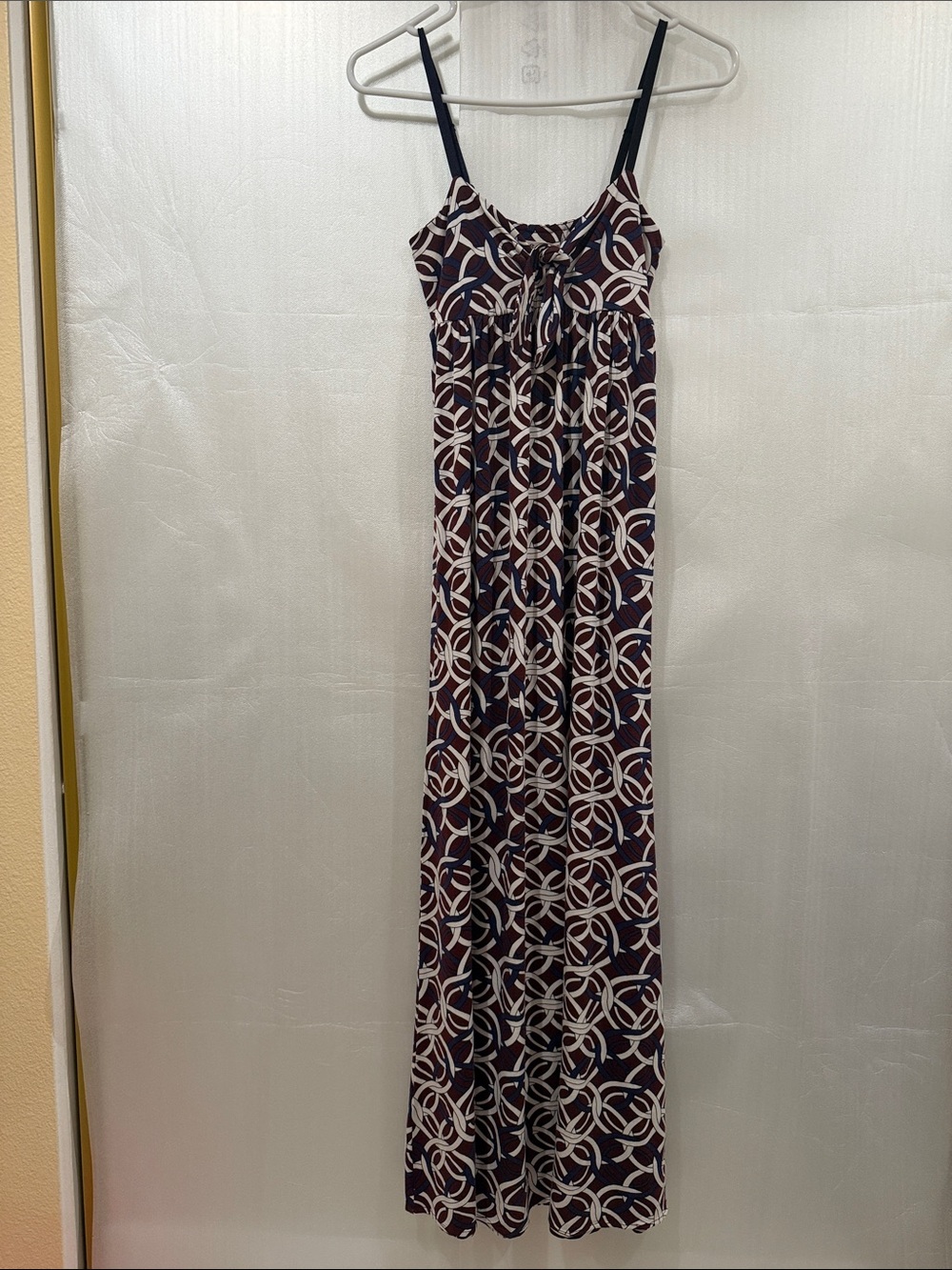 Sweetees Navy and Cream Geometric Maxi Dress